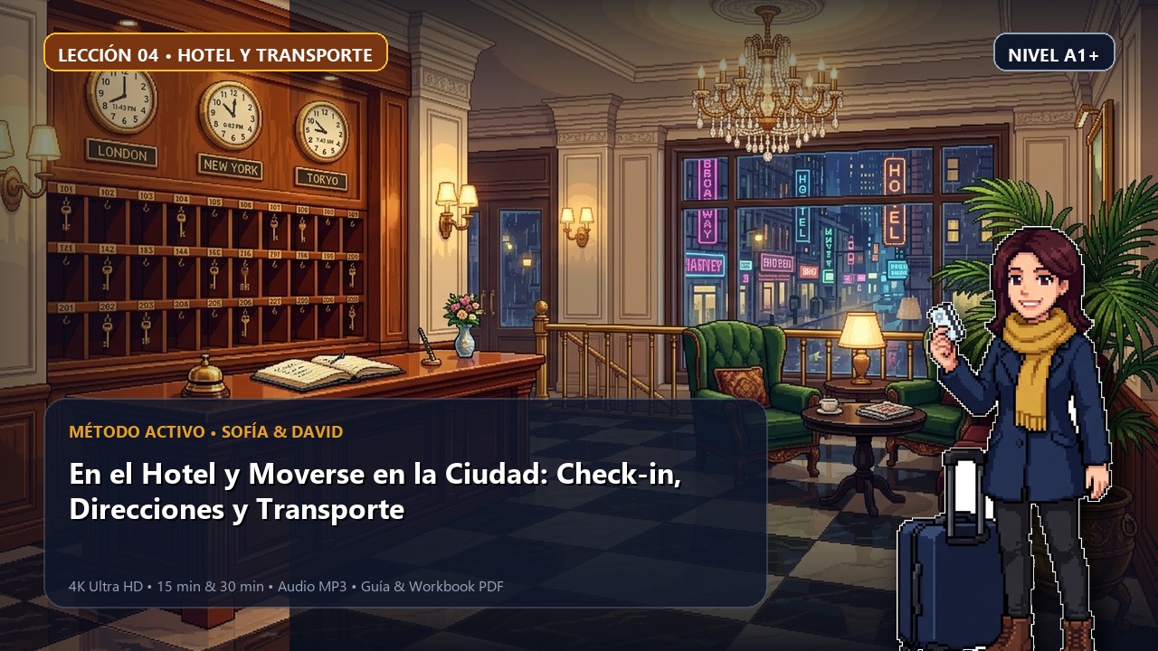 En el Hotel y Moverse en la Ciudad: Check-in, Direcciones y Transporte